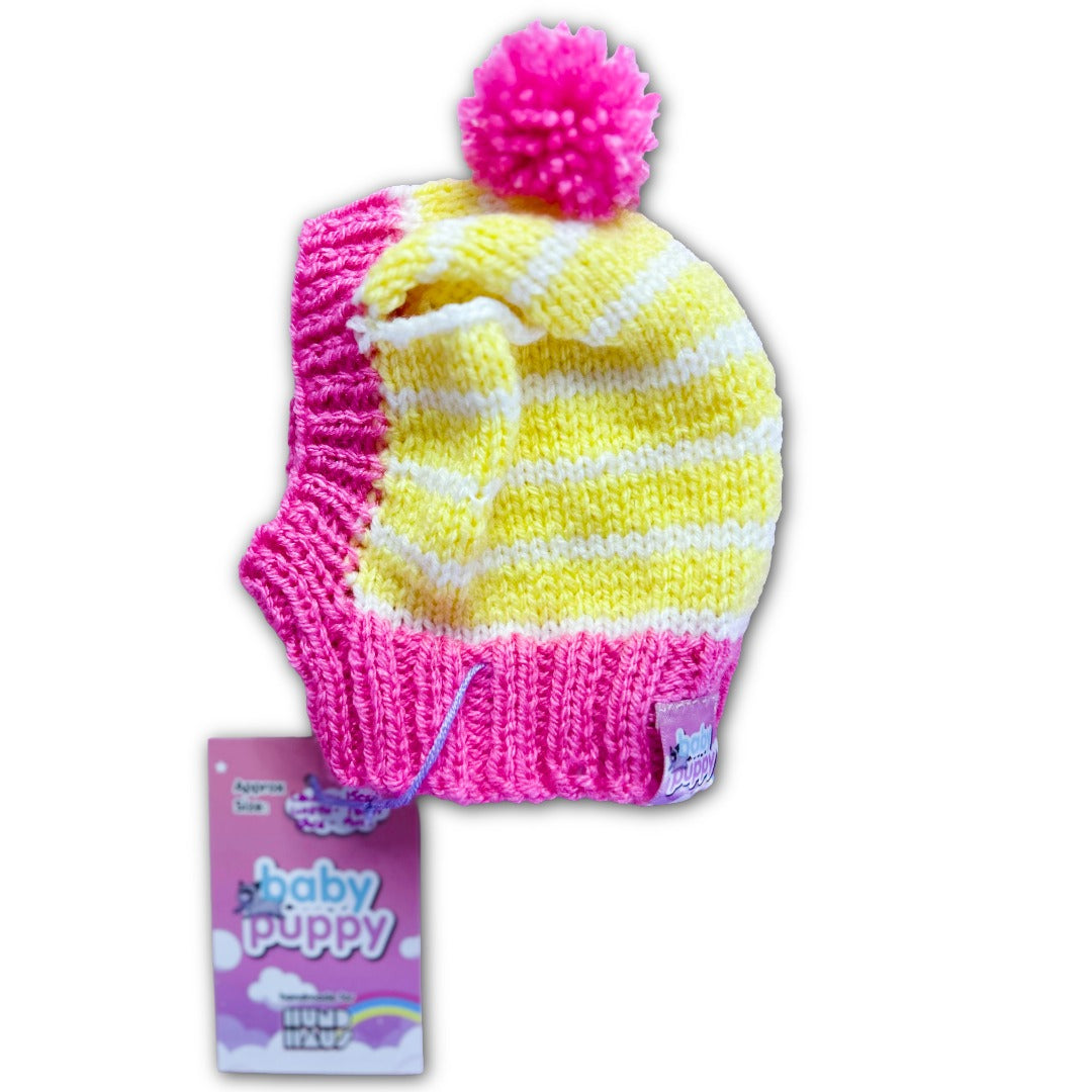 Baby Puppy Winter Bonnet - Banana Raspberry (15cmx15cmx9cm)