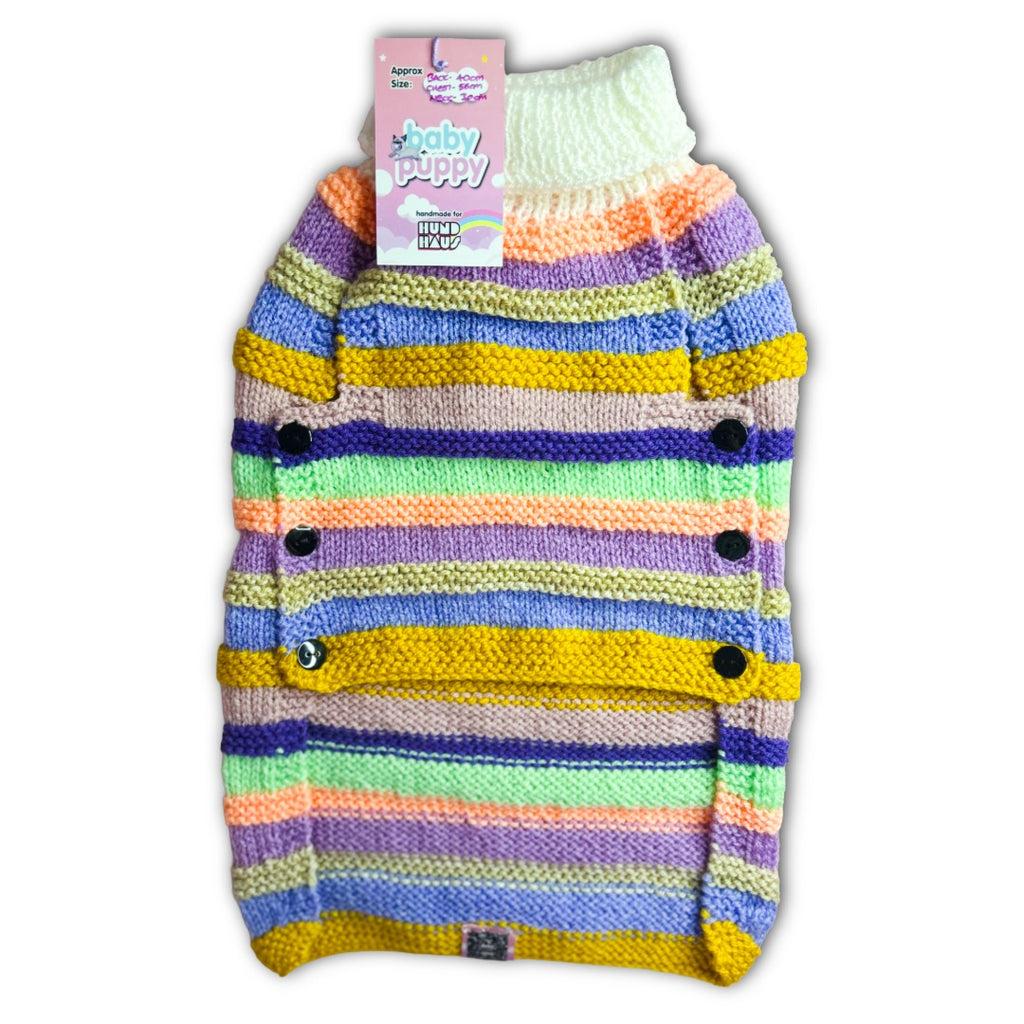 Baby Puppy Winter Wear - Multi Stripe Muted (40cmx56cmx30cm)
