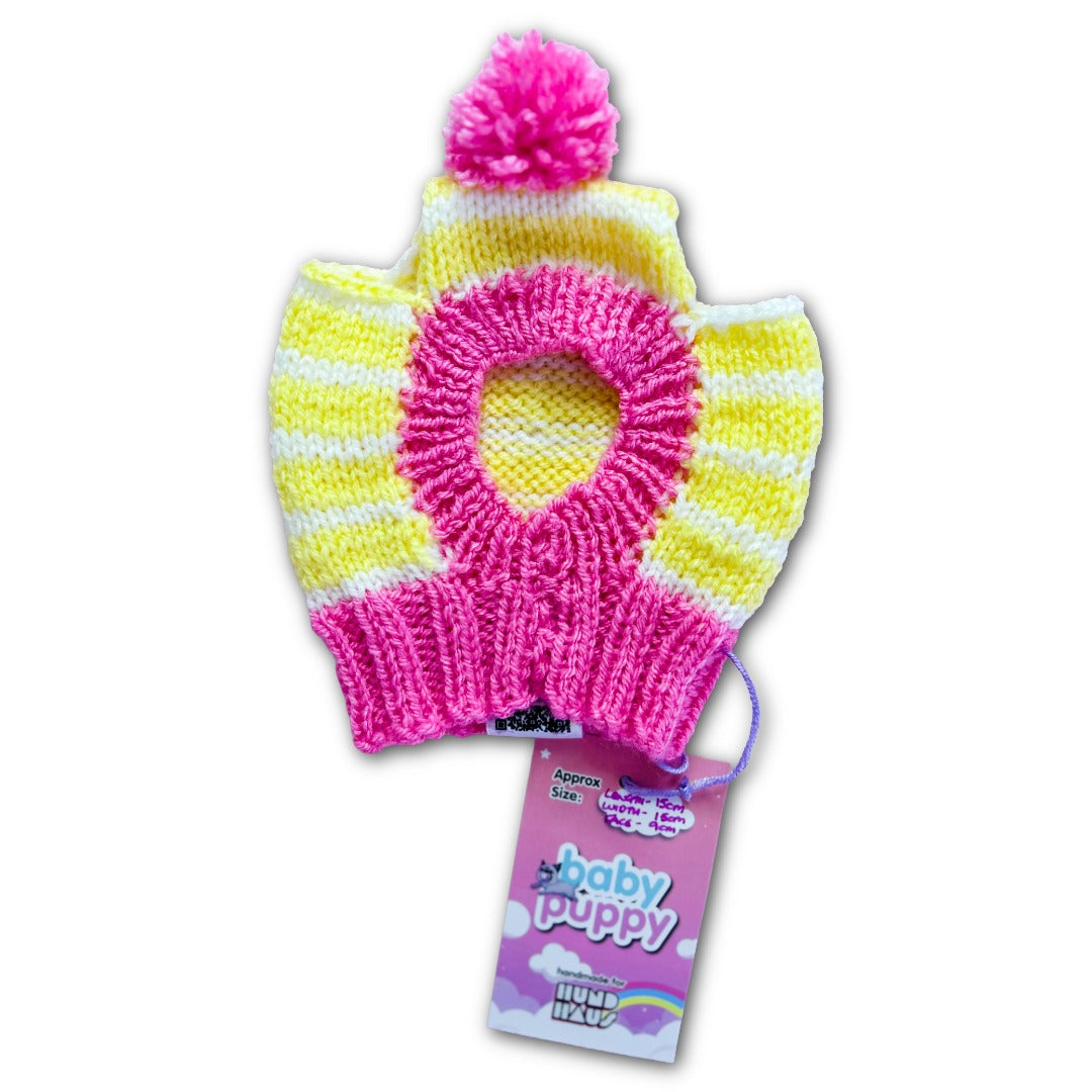 Baby Puppy Winter Bonnet - Banana Raspberry (15cmx15cmx9cm)