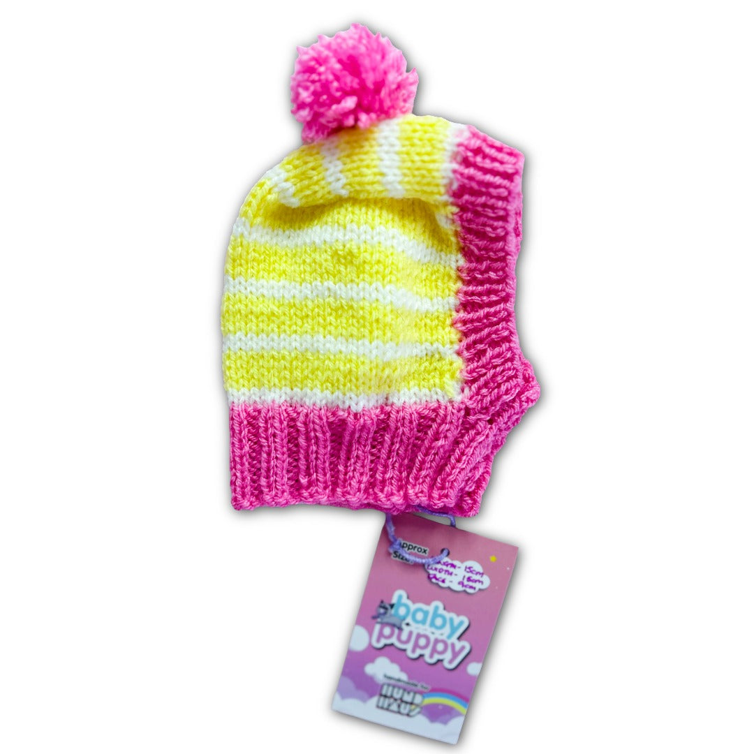 Baby Puppy Winter Bonnet - Banana Raspberry (15cmx15cmx9cm)