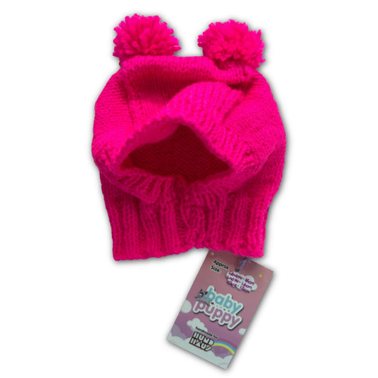 Baby Puppy Winter Bonnet - Neon Pink (16cmx14cmx12cm)
